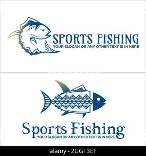 Fischerei Sport Fisch Meer Logo-Design Stock Vektor