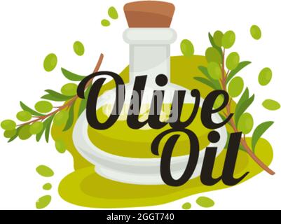 Olivenöl Bio-und natürliche Essenz in der Flasche Stock Vektor