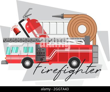 Transport von Feuerwehrwagen zur Rettung und zum Löschen Stock Vektor