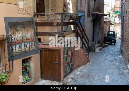 Typische murales Stadt Rocca di Papa Stockfoto