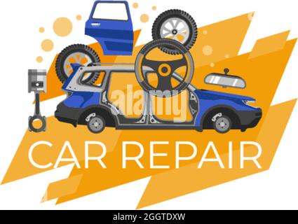 Auto Reparatur und Wartung Fixing Service für Auto Stock Vektor