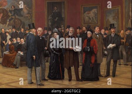 Private Ansicht der Ausstellung der Alten Meister, Royal Academy, 1888. Gemälde von Henry Jamyn Brooks (1839-1925). Öl auf Leinwand, 1889 (154,5 x 271,5 cm). Details. National Portrait Gallery. London, England, Vereinigtes Königreich Stockfoto