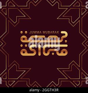 Grußkarte mit kufischer Kalligraphie Jumma Mubarak Stock Vektor