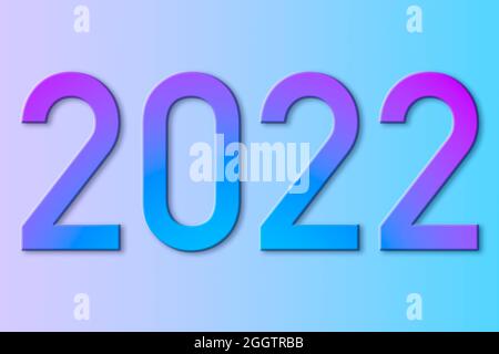Neujahr 2022, Darstellung in Blau- und Magenta-Tönen. Feier und saisonale Dekoration. Stockfoto
