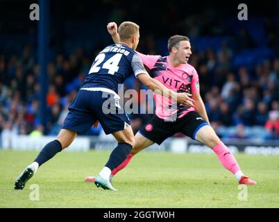 SOUTHEND, ENGLAND - 25. AUGUST: John Rooney von Stockport County Er ist der jüngere Bruder des Derby County Managers und ehemaligen Englands-Vorwärts Wayne Roon Stockfoto