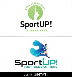 Körperliche Fitness Frau Laufen Logo-Design Stock Vektor