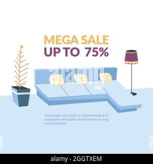 Möbelgeschäft Mega Verkauf bis zu 75 Promo-Banner Stock Vektor