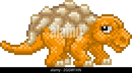 Edmontonia Pixel Art Dinosaurier Videospiel Cartoon Stock Vektor