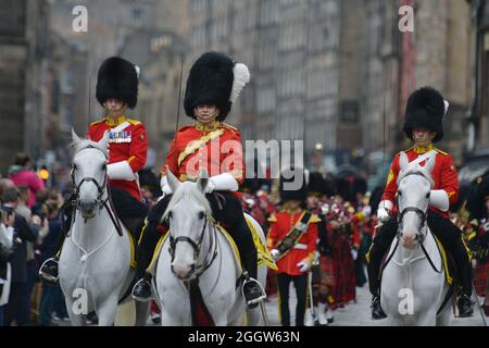 Edinburgh Schottland, Großbritannien September 03 2021. Die Royal Scots Dragoon Guards marschieren die Royal Mile entlang, um ihren 50. Jahrestag zu feiern. Credit sst/alamy live News Stockfoto