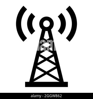 Einfache bearbeitbare schwarze Vektorantenne, Signal, Bewegungssymbol auf weißem Hintergrund isoliert Stock Vektor