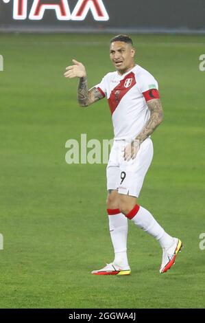 Lima, Peru. September 2021. Guerrero während der Fußball-WM-Qualifikation 2022 zwischen Peru und Uruguay beim Estádio Nacional del Peru in Lima, Peru. Das Spiel endete 1-1 mit Tapia-Wertung für die Gastgeber in der 24. Minute und de Arrascaeta-Ausgleich für Uruguay in der 29. Kredit: SPP Sport Pressefoto. /Alamy Live News Stockfoto