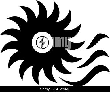 Symbol Für Wasserturbine. Schwarzes Stencil-Design. Vektorgrafik. Stock Vektor