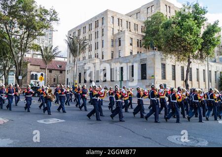 BOGOTA, KOLUMBIEN - 23. SEPTEMBER 2015: Wachablösung im Haus Narino, dem offiziellen Sitz des Präsidenten in der kolumbianischen Hauptstadt Bogota. Stockfoto