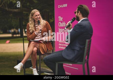 Model und Moderator Jodie Kidd tritt beim Concours of Elegance Motor Show im Hampton Court Palace, London, auf. Stockfoto