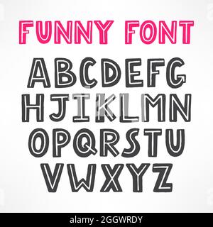 Nette lustige Schrift. Handgezeichnete Schrift. Großbuchstaben Stock Vektor