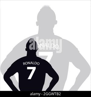 Cristiano Ronaldo Vektor Silhouette schwarz Edition, die Illustration kann für verwendet werden, Magazin, News, Web, Sammlung, Und vieles mehr Stock Vektor