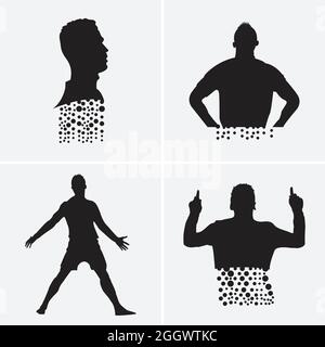 Cristiano Ronaldo Vektor Silhouette schwarz Edition, die Illustration kann für verwendet werden, Magazin, News, Web, Sammlung, Und vieles mehr Stock Vektor