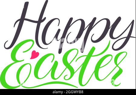 Frohe Ostern Kalligraphie. Handgezeichnete Illustration Stock Vektor