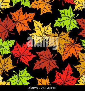 Nahtloses Blumenmuster aus mehrfarbigem Blatt. Handgezeichnete Illustration Stock Vektor