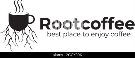Root Kaffeehaus Logo Design Vektor Vorlage Stock Vektor