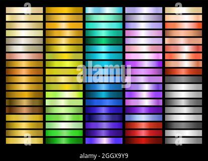Metallgradient-Sammlung aller Farbfelder Stock Vektor