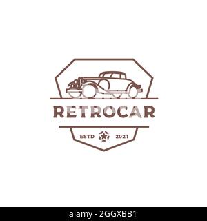Vintage Retro Auto Logo Design. Vintage oder klassisch oder Retro Emblem Stil Stock Vektor