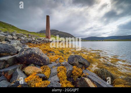 Überreste der historischen Bunavoneader Whaling Station auf der Isle of Harris, Äußere Hebriden, Schottland, Großbritannien Stockfoto