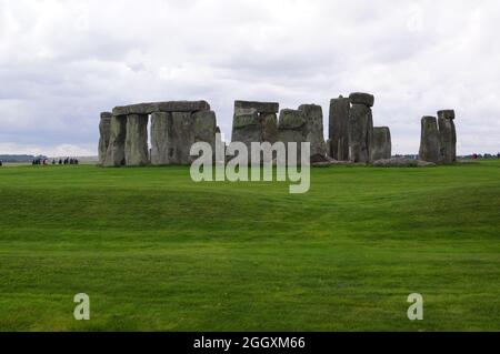 Ansicht des Ringes aus prähistorischen Stonehenge in Amesbury, Wiltshire (UK) Stockfoto