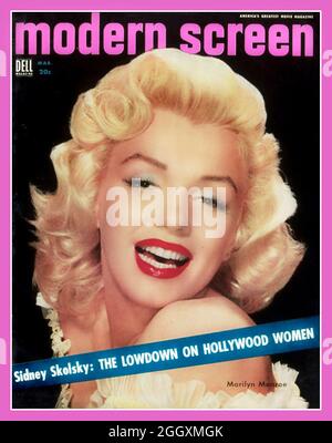 Marilyn Monroe aus den 1950er Jahren auf dem Titelbild von „Modern Screen“, einem Filmmagazin mit all dem Hollywood-Film-Informationsskandal und Klatsch über Hollywood USA Stockfoto