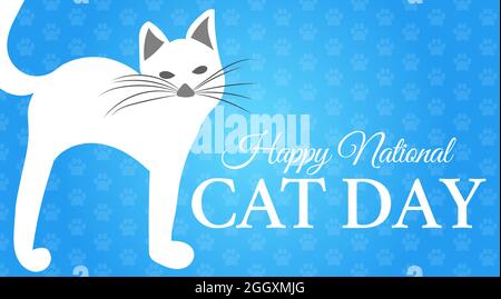 National Cat Day Blue Hintergrund Banner Illustration Stock Vektor