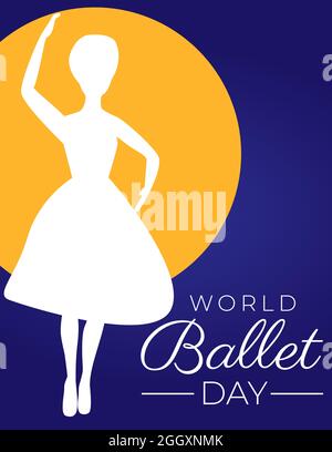 World Ballet Day Hintergrundillustration mit Ballerina Stock Vektor