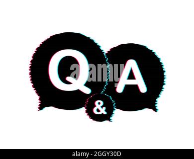 Fragen und Antworten Bubble Chat auf weißem Hintergrund. Glitch-Symbol. Vektorgrafik. Stock Vektor