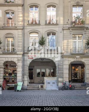 Einsteinhaus - Museumsfassade und ehemalige Residenz von Albert Einstein - Bern, Schweiz Stockfoto