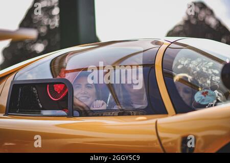 Model und Moderator Jodie Kidd tritt beim Concours of Elegance Motor Show im Hampton Court Palace, London, auf. Stockfoto