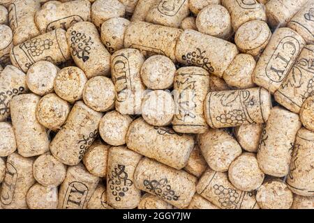Korken von Weinflaschen Stockfoto