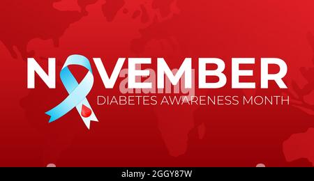 November Diabetes Awareness Month Hintergrunddarstellung mit Ribbon Stock Vektor