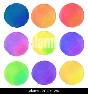 Aquarell Runde Farbe Kreise Gesetzt Stock Vektor