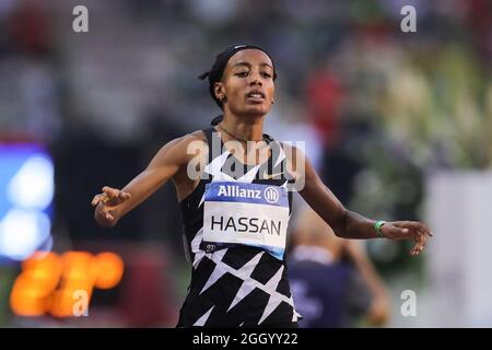 Brüssel, Belgien. September 2021. Sifan Hassan aus den Niederlanden tritt beim Finale der Damenmeile bei der World Athletics Wanda Diamond League am 3. September 2021 in Brüssel, Belgien, an. Quelle: Zheng Huansong/Xinhua/Alamy Live News Stockfoto