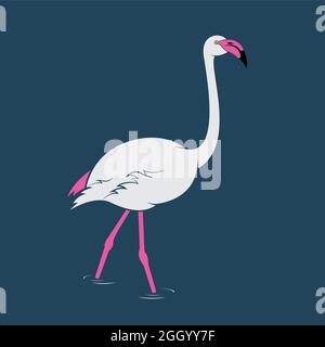 Vektorbild eines Flamingos auf blauem Hintergrund. Leicht editierbare Vektorgrafik mit Ebenen. Wilde Tiere. Nutztier. Stock Vektor