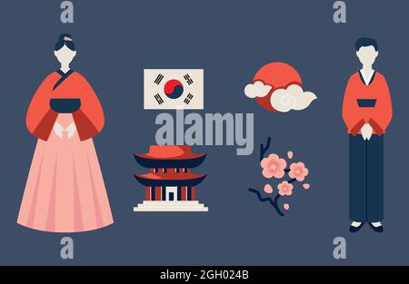 koreanische Symbole eingestellt Stock Vektor