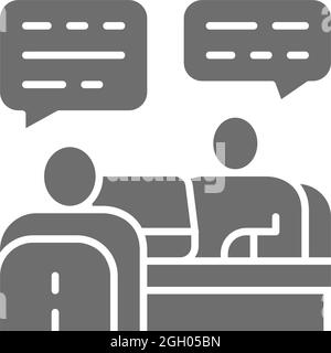 Besprechung des Projekts mit grauem Kundensymbol. Stock Vektor