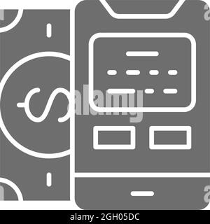 Zahlungsmethoden, POS-Terminal, Banking, graues Symbol für Kreditkarte. Stock Vektor