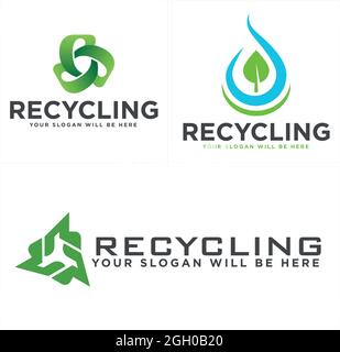 Recycling Ökologie Wasser Blatt Pflanze Logo Design Stock Vektor