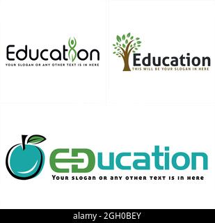 Bildung Natur Blumen Obst Menschen Baum Logo Design Stock Vektor