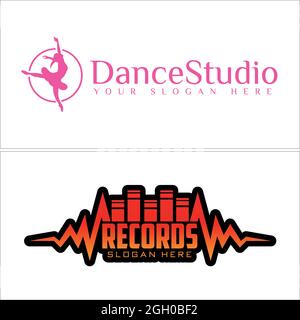 Logo-Design des Tanzstudios für Unterhaltung Stock Vektor