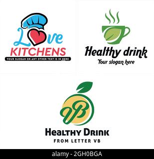 Restaurant gesunde Getränke natürliches Logo-Design Stock Vektor