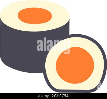 Symbol für Sushi-Rollen. Isoliertes, flaches Farbsymbol. Vektorgrafik. Modernes Glyphen-Design. Lebensmittelzutaten. Japanische Küche Stock Vektor