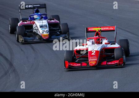 Zandvoort, Niederlande. September 2021. ZANDVOORT, NIEDERLANDE - 4. SEPTEMBER: Arthur Leclerc von Prema Racing beim Rennen der Formel 3 auf dem Circuit Zandvoort am 4. September 2021 in Zandvoort, Niederlande. (Foto von Marcel ter Bals/Orange Picics) Credit: Orange Pics BV/Alamy Live News Stockfoto