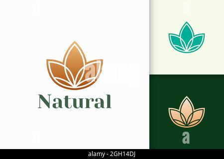 Blumenlogo im abstrakten und luxuriösen Stil für Gesundheit und Schönheit Stock Vektor