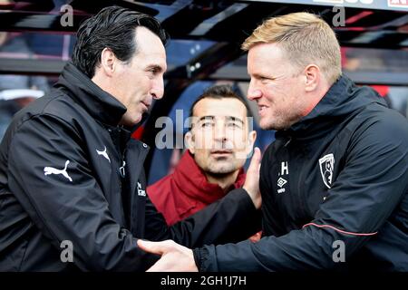 Manager von Arsenal, Unai Emery und AFC Bournemouth Manager, Eddie Howe - AFC Bournemouth gegen Arsenal, Premier League, Vitality Stadium, Bournemouth - 25. November 2018 Stockfoto